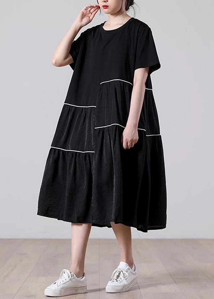 Unique Black Patchwork White A Line Summer Vacation Dresses