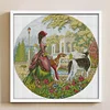 >SALE<Full Embroidery Cotton Thread 14CT Print Noblewoman and Dog Cross Stitch 44x44cm