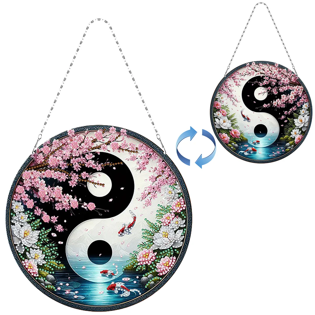 Fish Yin Yang 2D Flat DIY Diamond Painting Set Diamond Art Pendant Home Decor