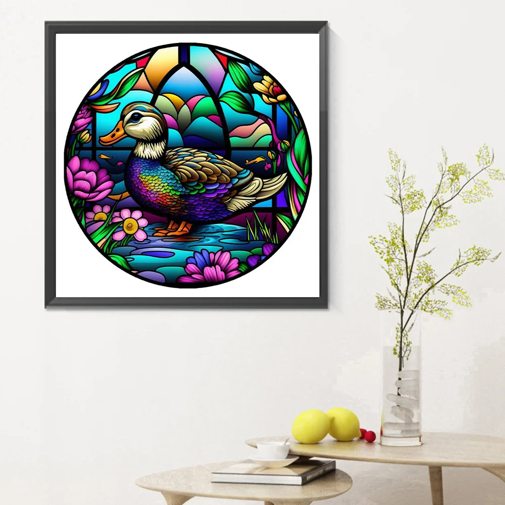 Diamond Painting - Full Round Drill - Stained Glass Duck(Canvas|30*30cm)