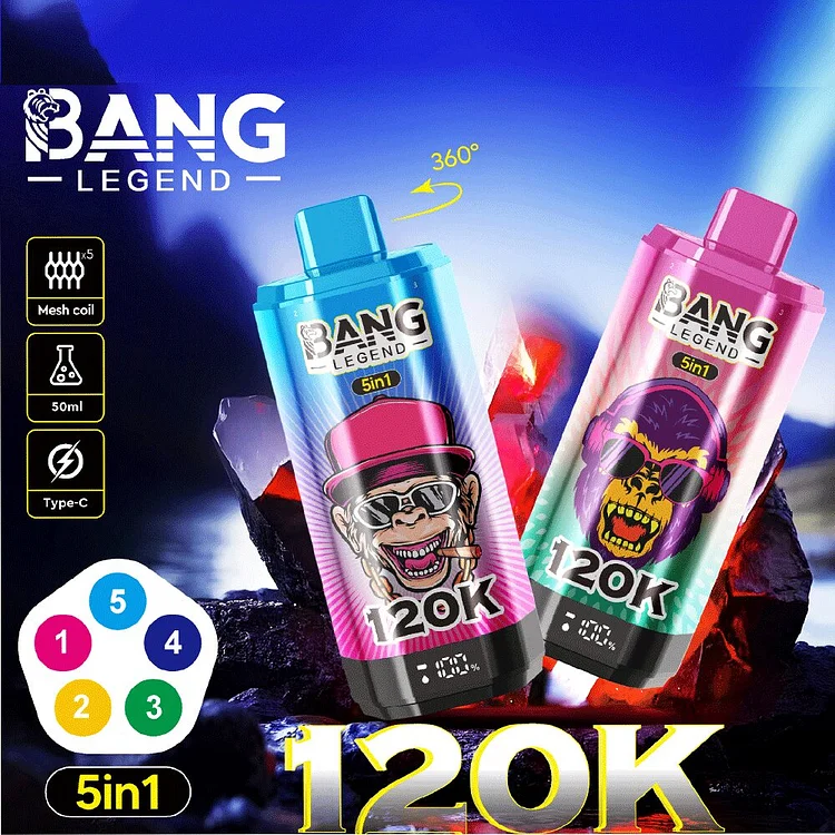 【New Arrive】Bang Legend 120000 120K Puffs 5 in 1 Flavors Newest Original Rechargeable LCD Display  mysite www.vapeshoppromax.com