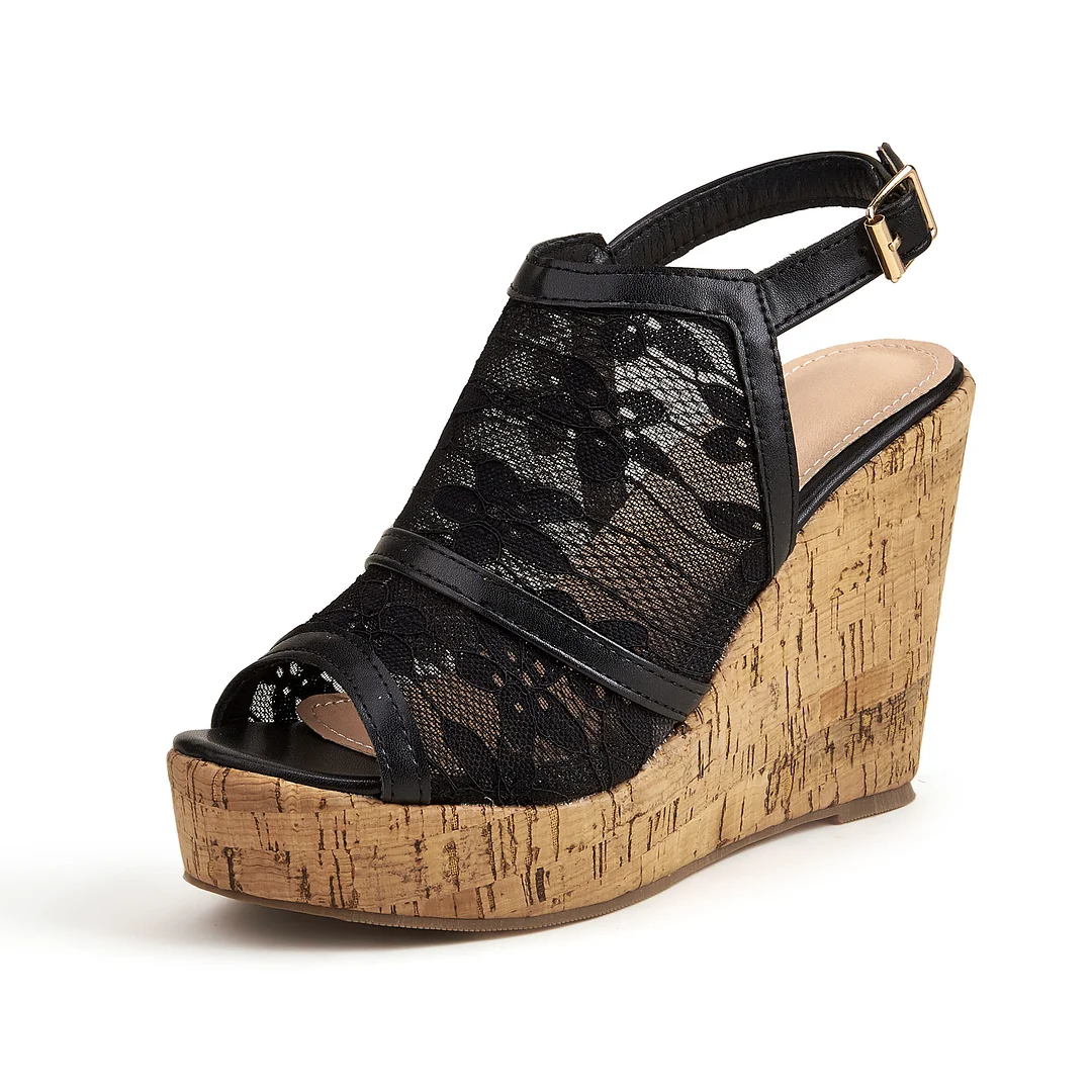 Summer women's lace platform fish-mouth shoes