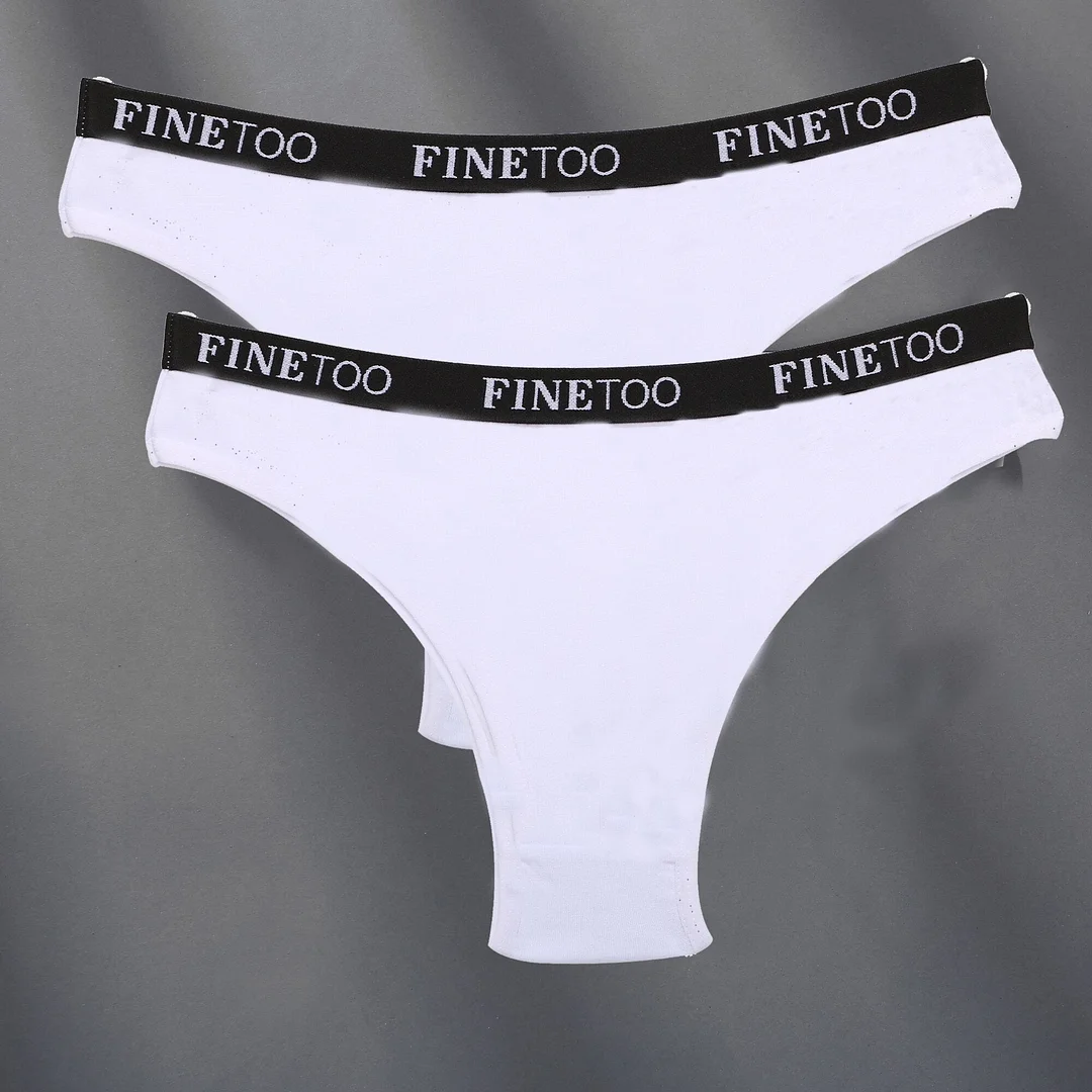 FINETOO 2PCS/Set Cotton Women Sexy Panties Letter Waisted Woman Underwear Fashion Underpant M-XL Female Girls Briefs Lingerie