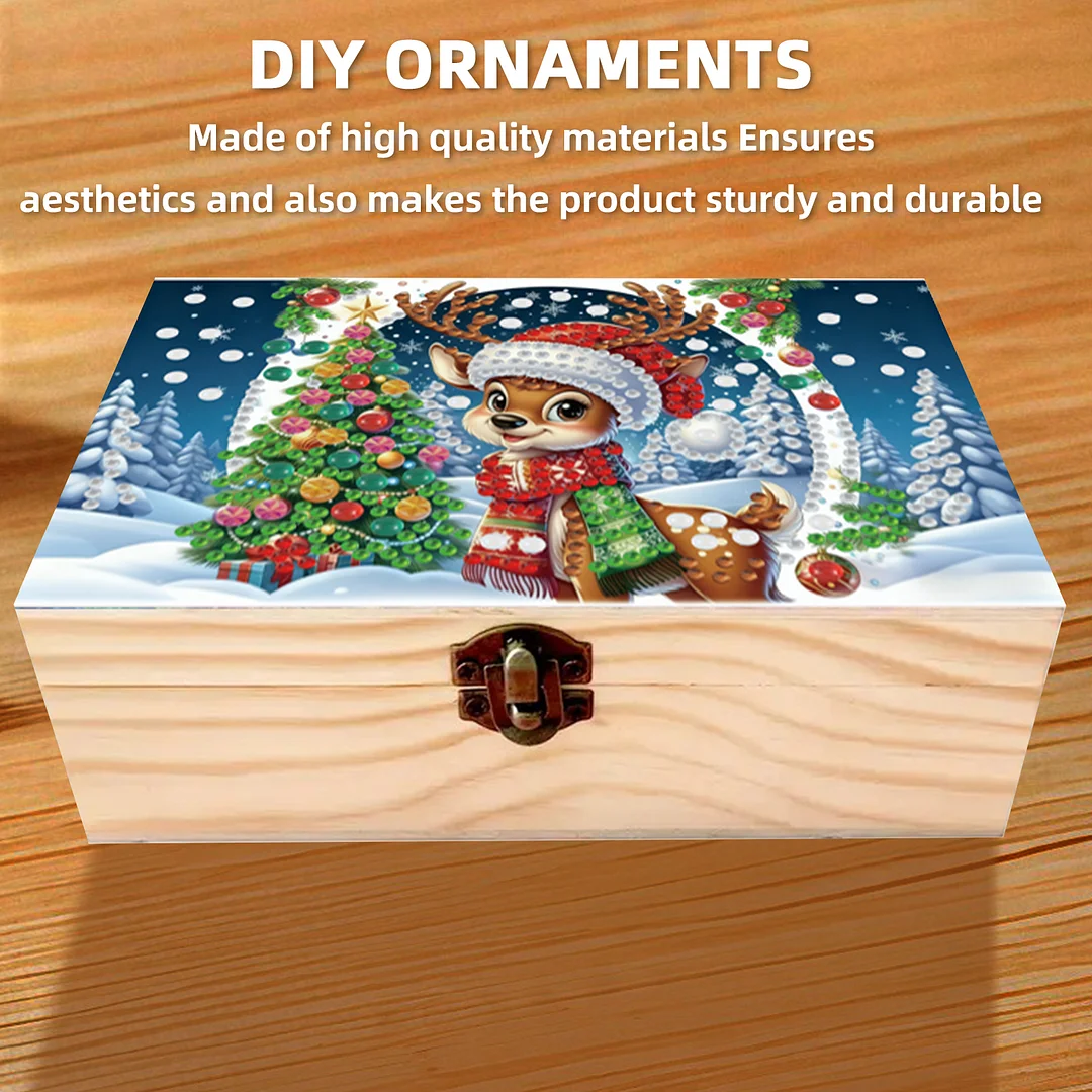 5D DIY Diamond Painting Handmade Wood Storage Box Crystal Storage Case (Deer)