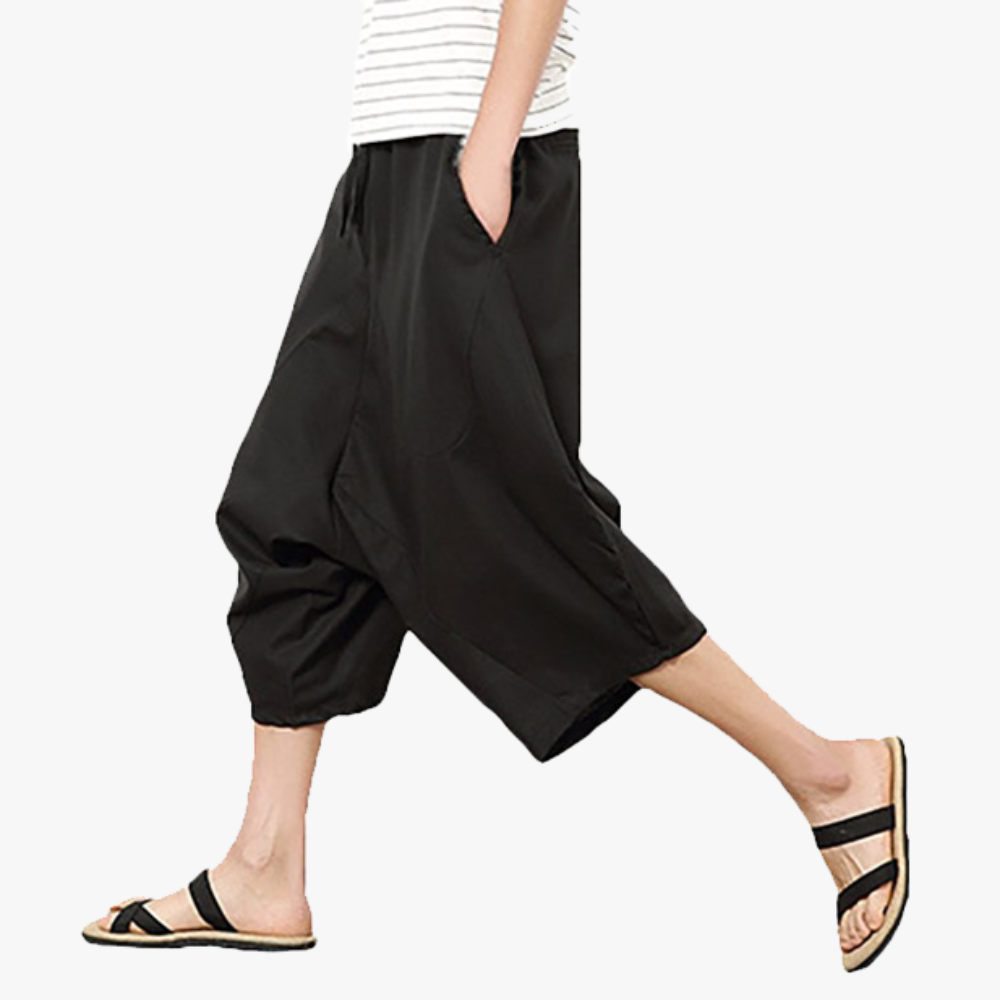 Baggy Harem Shorts | Men's Cotton Linen Capri Pants