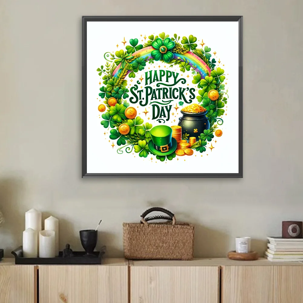 Diamond Painting - Full Square Drill - St. Patrick s Day Wreath(Canvas|45*45cm)