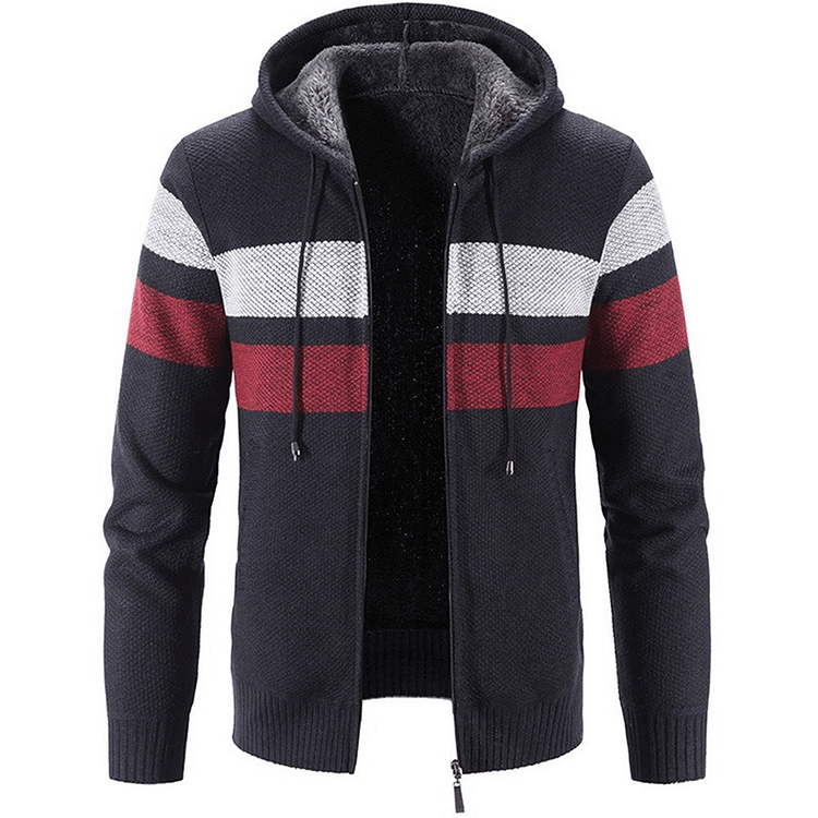 Men's Autumn And Winter Hooded Plush Thickened Sweater Cardigan Sweater Jacket