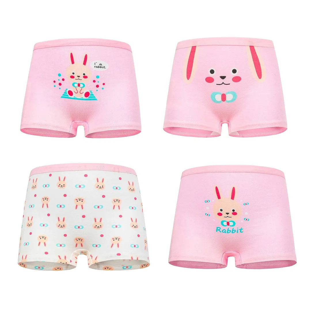 4 Pieces/Lot 2-12Y Children Underwear High Quality Cotton Girls Panties Cute Cat Pattern Kids Boxer Briefs Child Soft Girl Pants