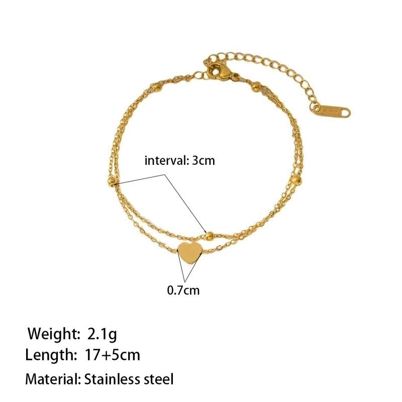 Casual Minimalist Commute Heart Shape 304 Stainless Steel 18K Gold Plated Bracelets In Bulk