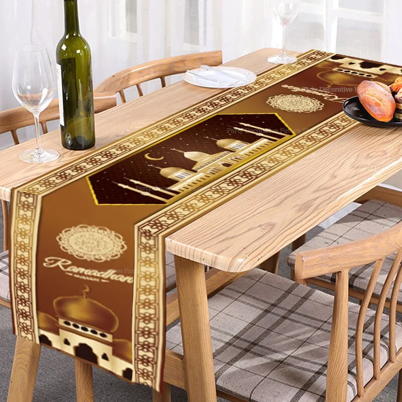 180x35cm Eid Mubarak Table Runner Ramadan Decoration For Home Islamic Muslim Party Decor Ramadan Kareem Eid Al Adha Gift