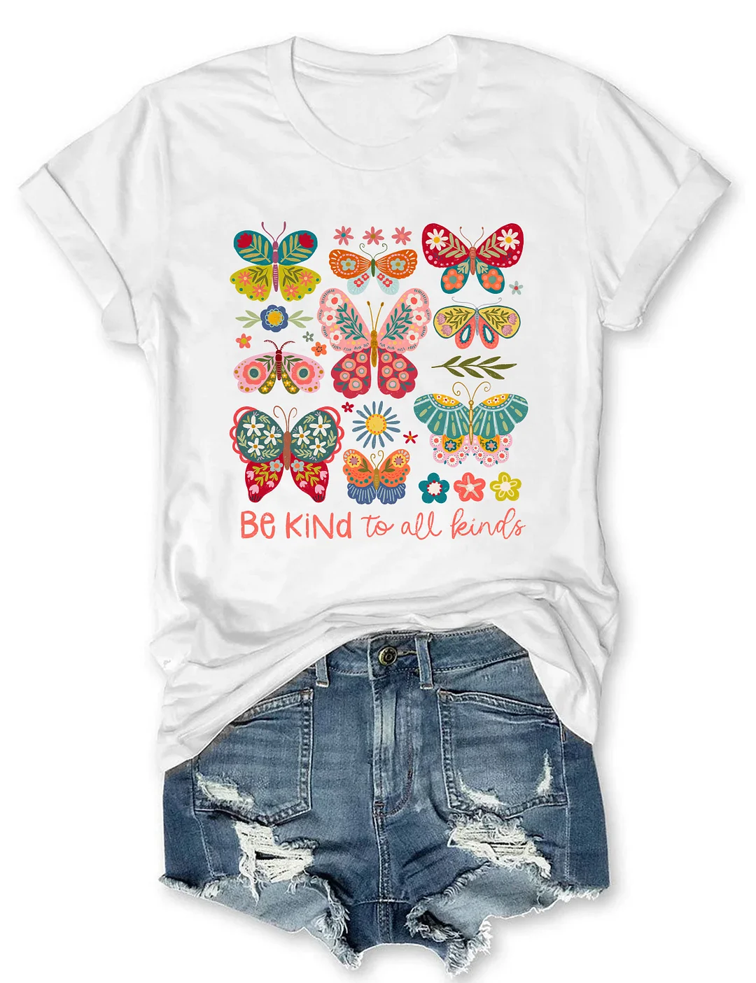 Be Kind To All Kinds Boho Floral T-shirt