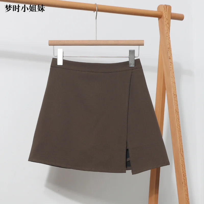 Uveng Irregular A-Word Fork High-Waist Skirt Short Skirt Women's Korean Dress Dress Dress 8872