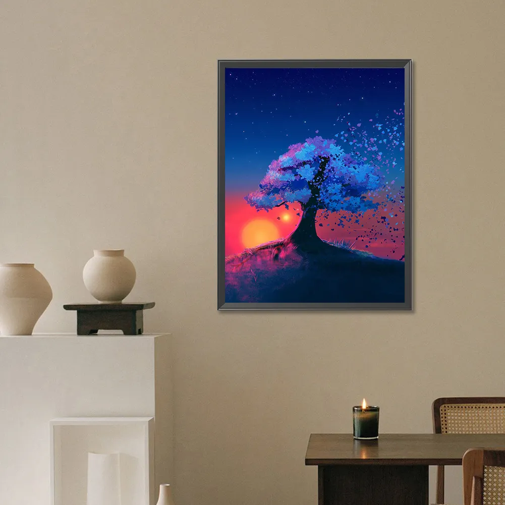 Full Round Diamond Painting 30*40cm - Trees At Sunset