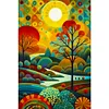 (40*60cm)Stained Glass Landscape - Full Round Drill Diamond Painting