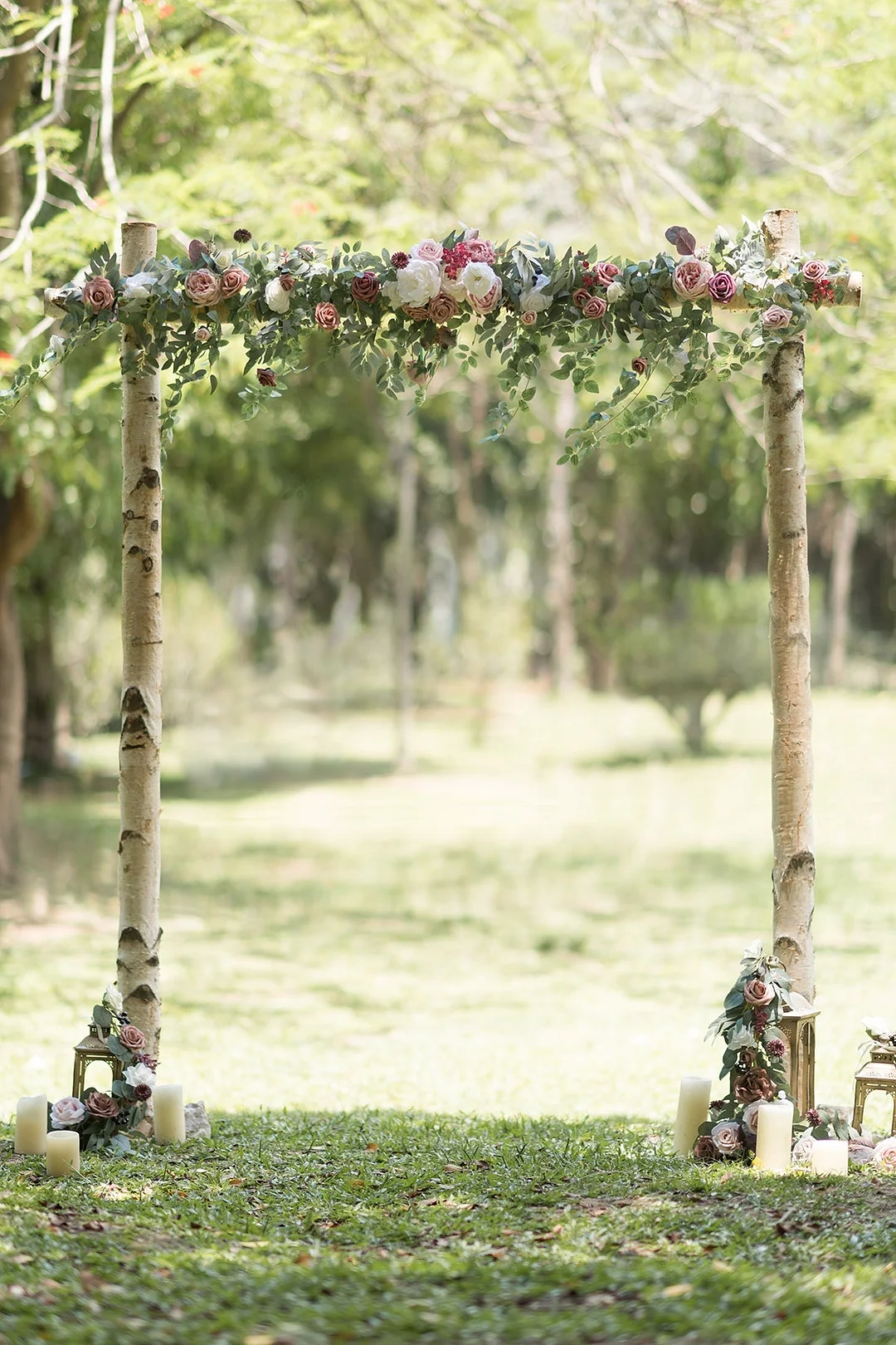 6.5ft Flower Garland with Hanging Vines in Dusty Rose & Mauve