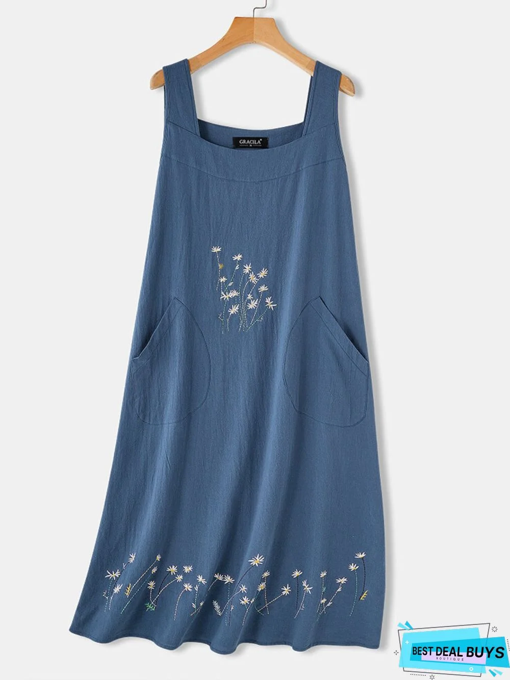 Sleeveless Floral-Print Casual Weaving Dress