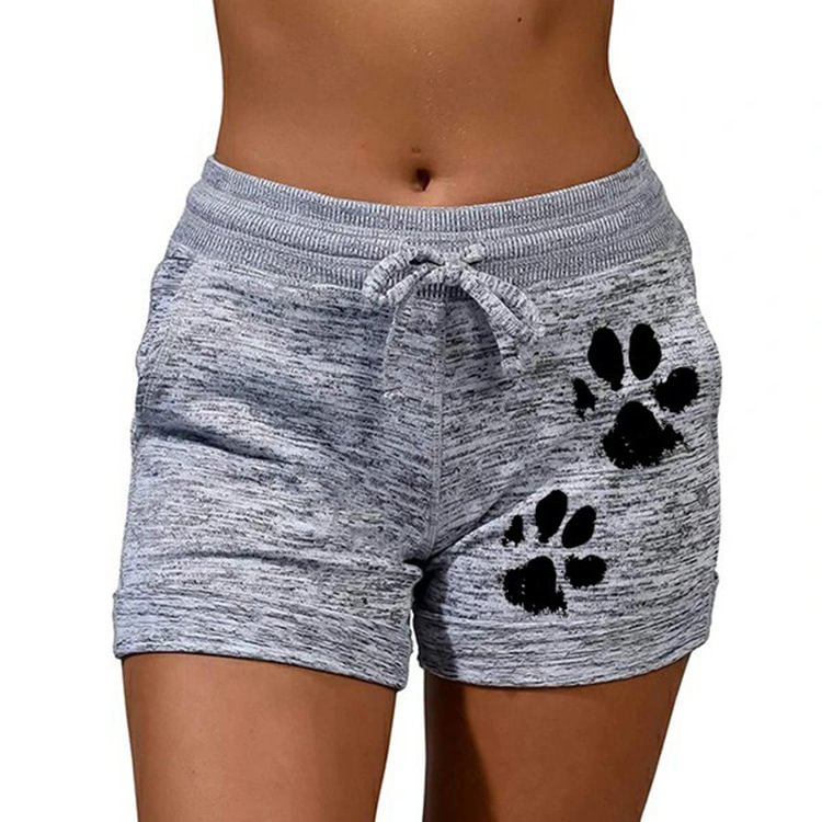 Paw Print Space Dye Drawstring Shorts