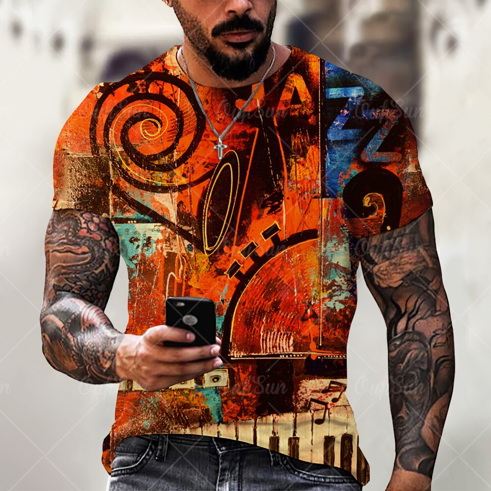 

Music Guitar - 3D Printed Men T Shirt, Xxxl, 501 Original