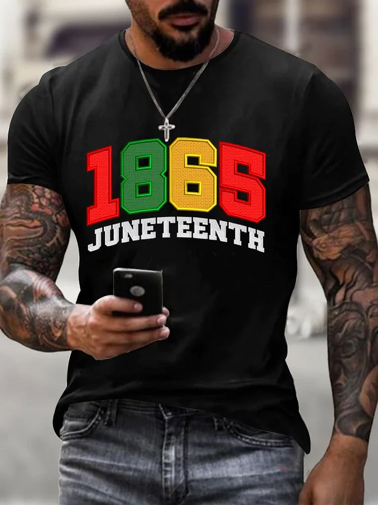 Men's Black Juneteenth Print T-Shirt 