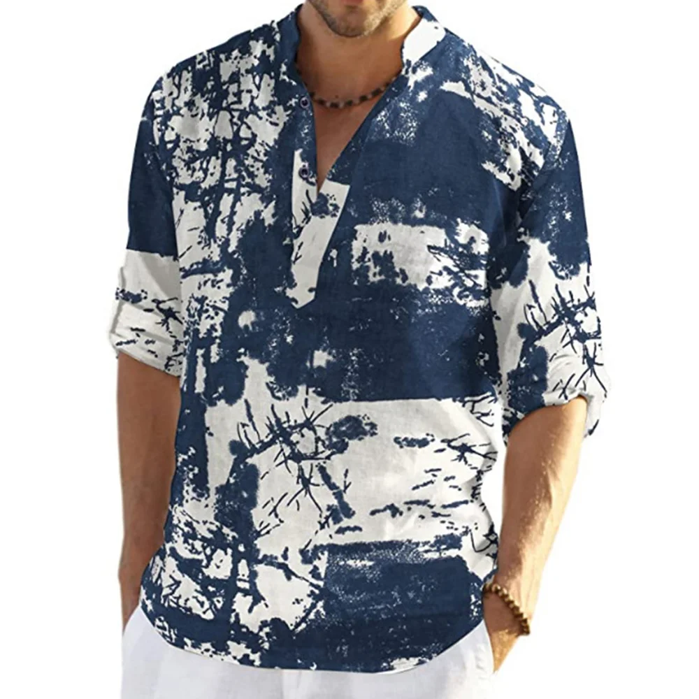 Men's Outdoor Vintage Print Long Sleeve Shirt