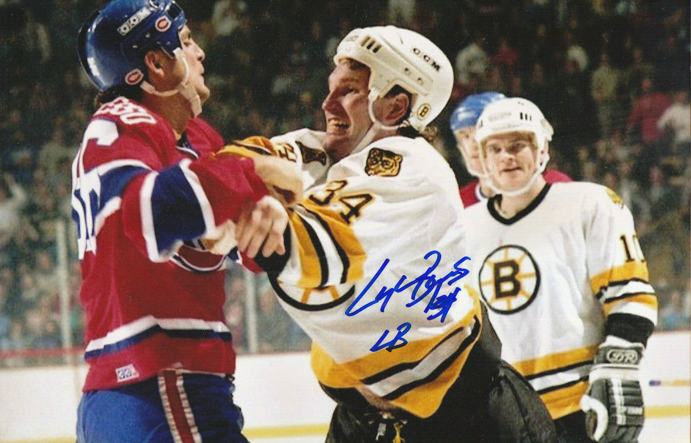 2 LOT LYNDON BYERS PJ STOCK AUTOGRAPH SIGNED 8X10 FIGHT Photo Poster painting BOSTON BRUINS COA