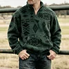 💥 2025 Hot Sale!Men's Fuzzy Pullover Sweatshirt, Print, Stand Collar, Long Sleeve, Suitable For Daily Casual, Commuting, Street Fashion, Warm Winter New Style