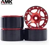 AMK Brass 1.0 Beadlock Wheel- Negative Offset Wheels for 1/18 TRX4M SCX24 Gladiator Bronco C10 JLU Deadbolt SCX24 1/24 Crawler,W1005(4pcs,Grew)