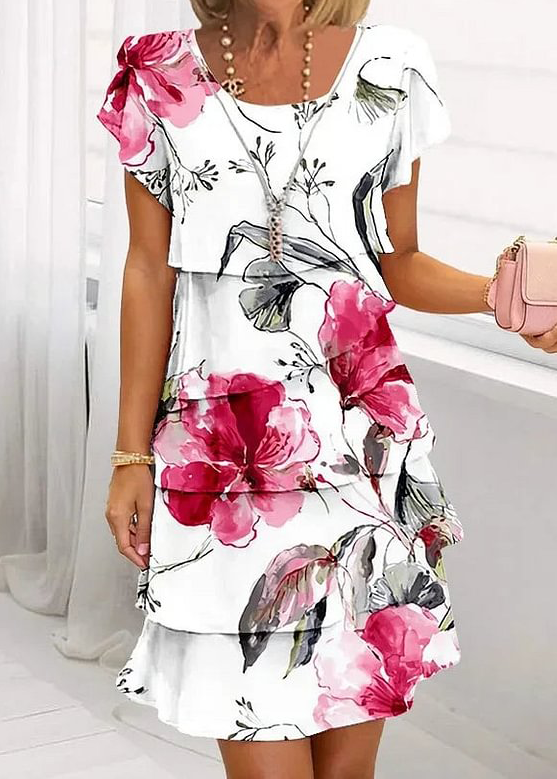 Multi Plant Cascading Floral Dress