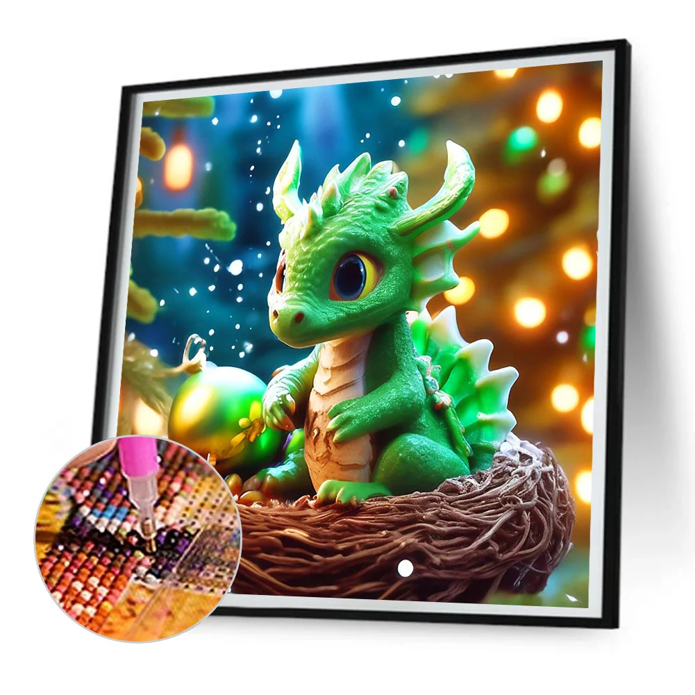 Full Round Diamond Painting 30*30cm - Dragon In The Nest