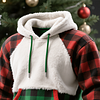 Men's 3D Print Plush Stitching Christmas Plaid Warm Fleece Hoodie by Inlyline