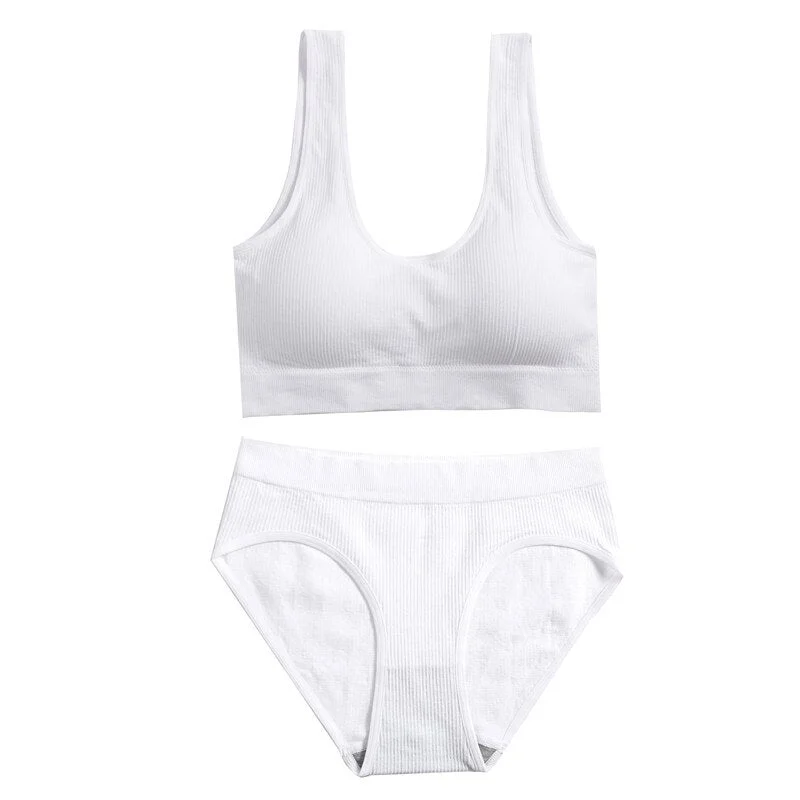 New Sexy Women Lingerie Underwear Camis And Panty Set Top Bra Set Ultra-thin Bras For Woman Cropped Top Underpants 6 Solid Color