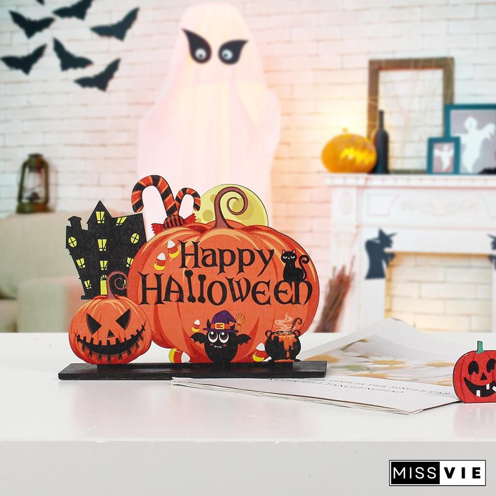 Wooden Halloween Theme Table Ornament