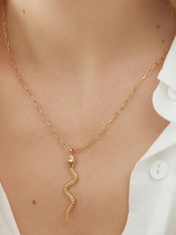 304 Stainless Steel 14K Gold Plated Minimalist Plating Snake