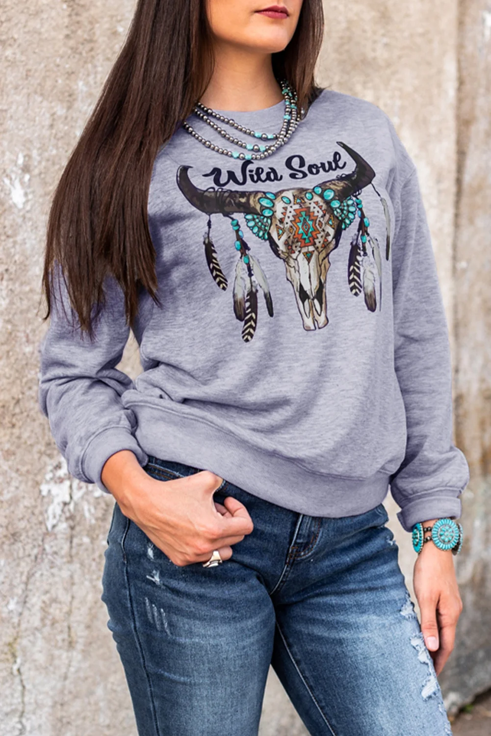 Wild Soul Western Graphic Print Drop Shoulder Pullover Sweatshirt | IFYHOME