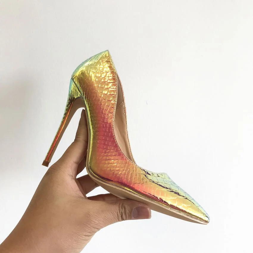 2019 Brand Women Pumps Snake Printing Shoes Woman Pointed Toe High Heels Shoes Luxury Designer Wedding Bridal Party Sexy Shoes
