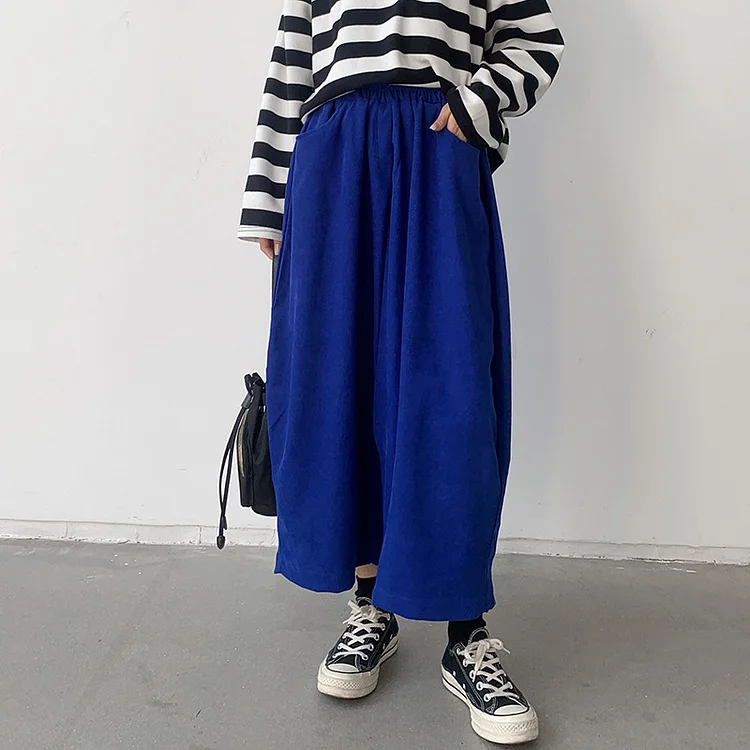 Casual Loose Solid Wide-Leg Ankle Pants