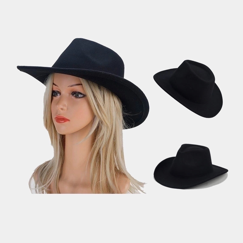 Unisex Retro Classic Style Solid Color Big Eaves Fedora Hat