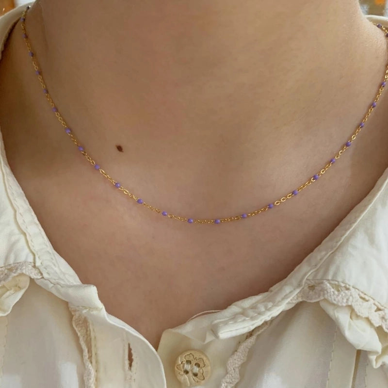 Casual Modern Style Color Block 304 Stainless Steel 16K Gold Plated White Gold Plated Gold Plated Enamel Plating Necklace