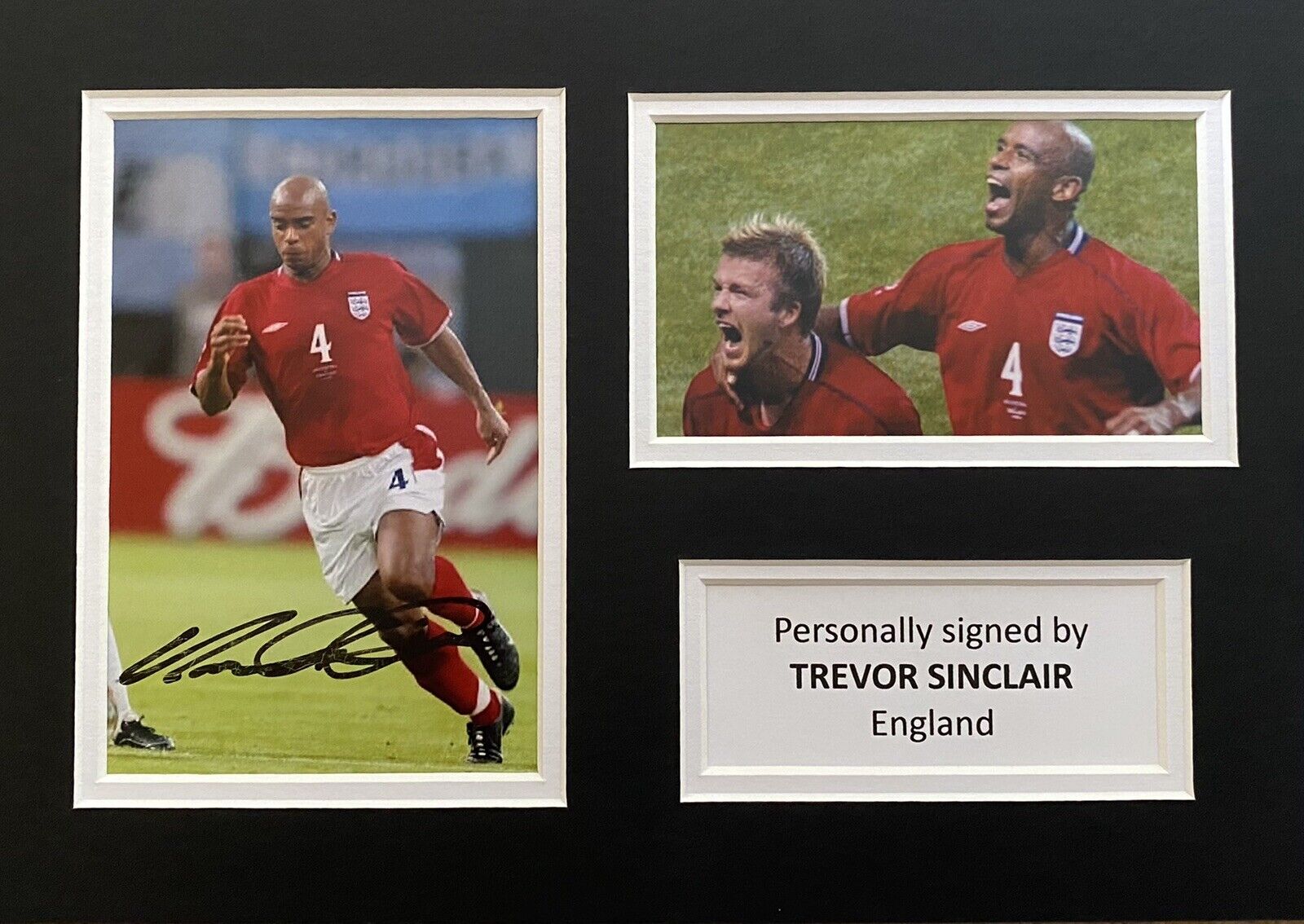 Trevor Sinclair Hand Signed England Photo Poster painting In A4 Mount Display