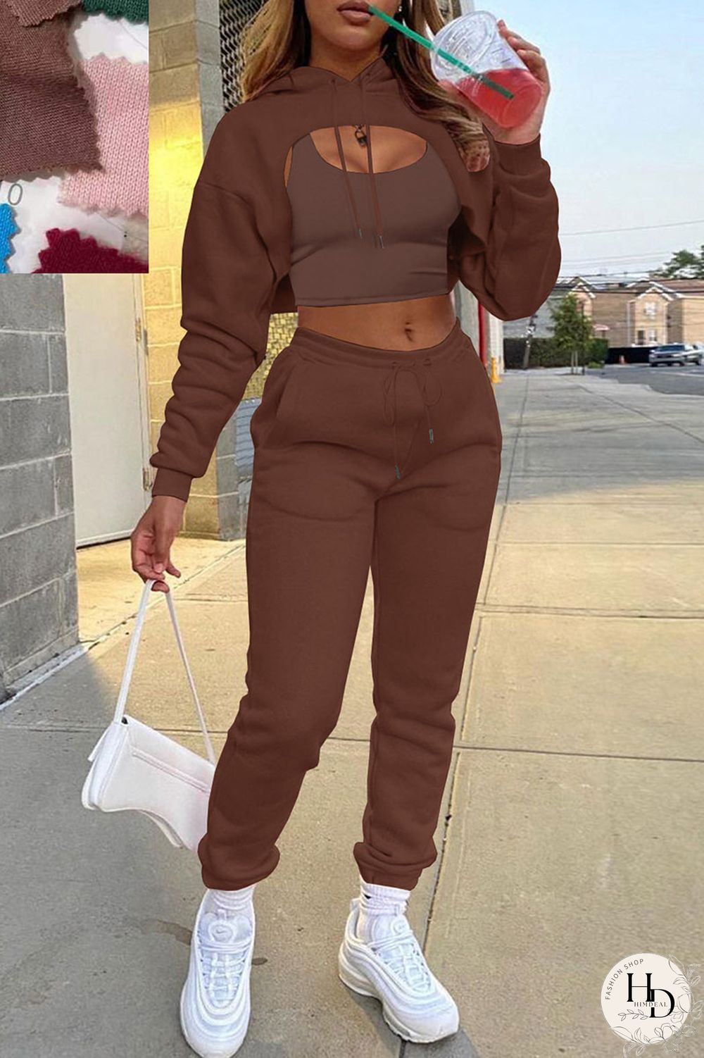 Dark Gray Casual Street Solid Patchwork Hooded Collar Long Sleeve Three Pieces