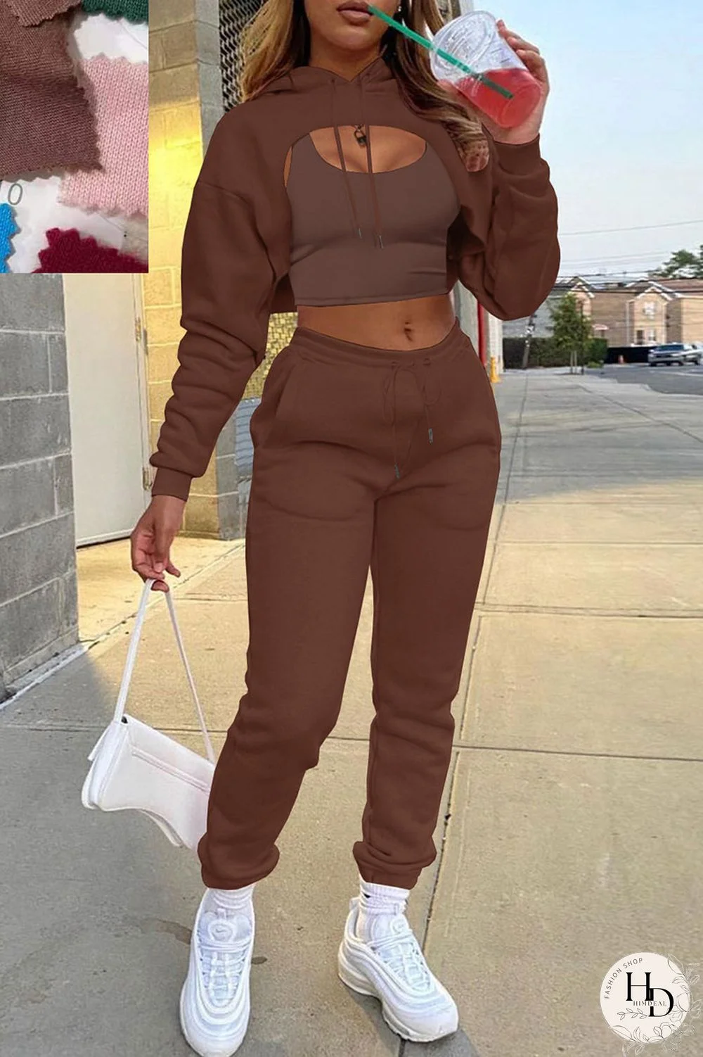 Dark Gray Casual Street Solid Patchwork Hooded Collar Long Sleeve Three Pieces