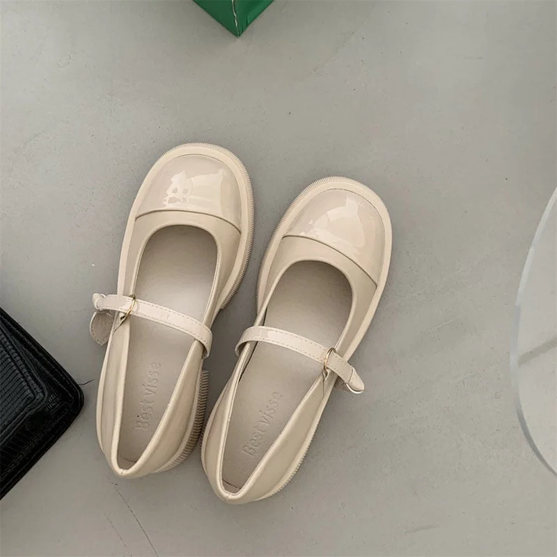 2022 Designer Women Mary Jane Shoes Spring Leahter Shoes Fashion Buckle Shallow Female Round Toe Mid Heel Elegant Woman Pumps