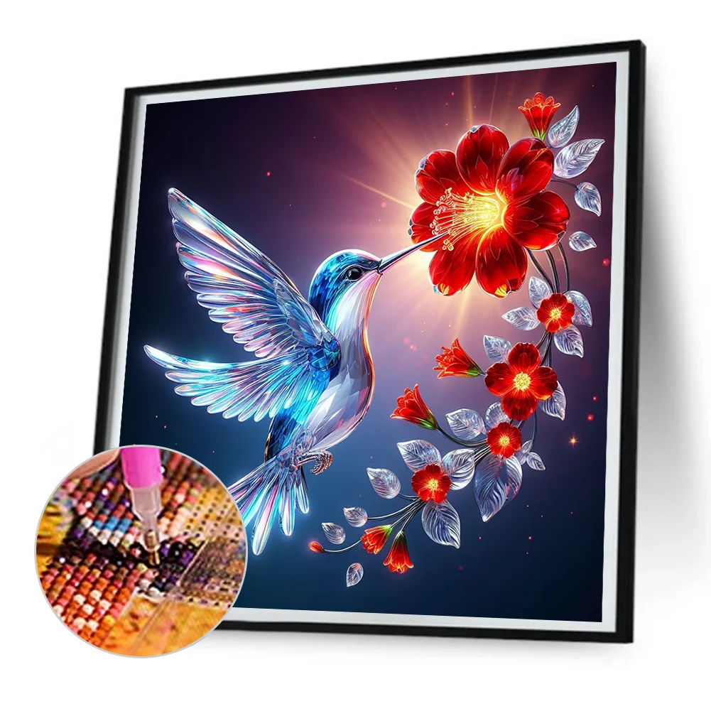 Diamond Painting - Full Round Drill - Bird and Flowers(Canvas|30*30cm)