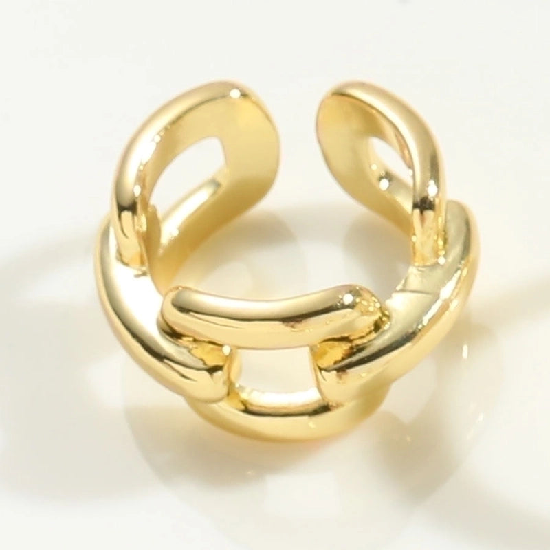 Minimalist Geometric Copper Twist 14k Gold Plated Open Rings