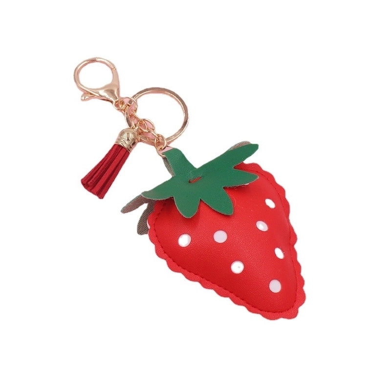 Cute Sweet Strawberry Imitate Rex Rabbit Fur Alloy Women’s Keychain