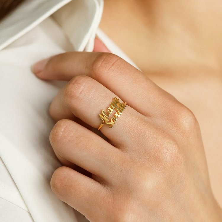 Name Ring Two Name Ring in Sterling Silver