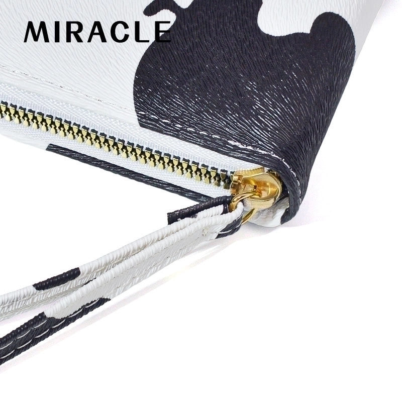 3 Pieces Women’s Cow Pattern Pu Leather Zipper Coin Purses Long Wallet