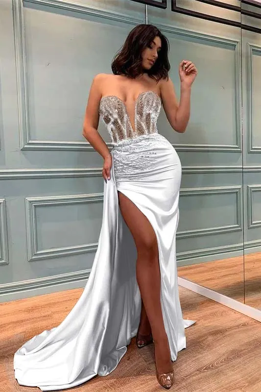 Royal Blue A Line Sweetheart Beadings Tulle Prom Dresses LBQ2217 main image 1