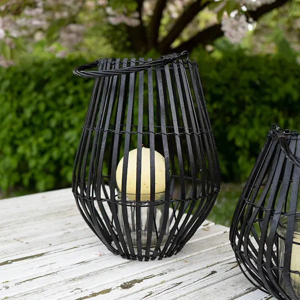 Urban Lantern Matt Black Slatted with a Chic Handle