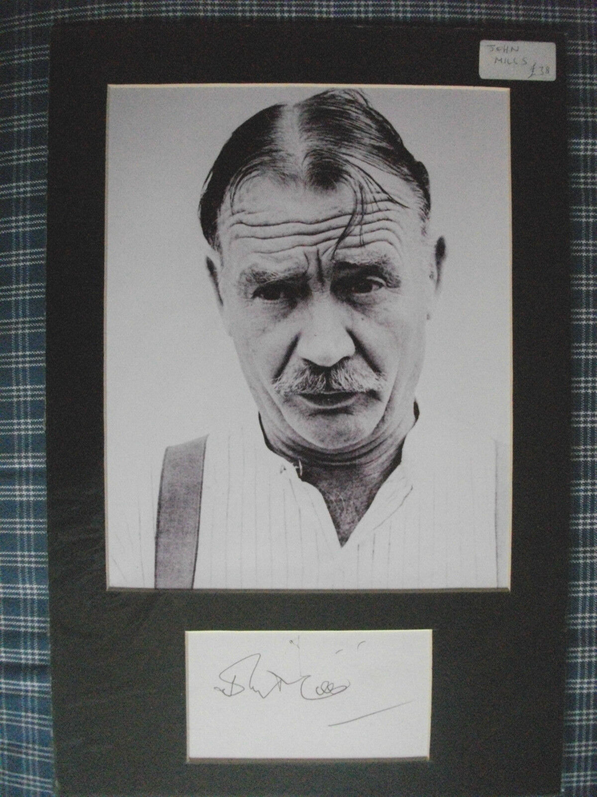 JOHN MILLS AUTOGRAPHED MOUNT in CHARACTER